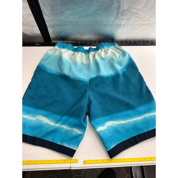 Nike Mens Blue Gradient Swim Trunks Medium Mesh Lining Polyester Elastic Waist - Picture 10 of 11